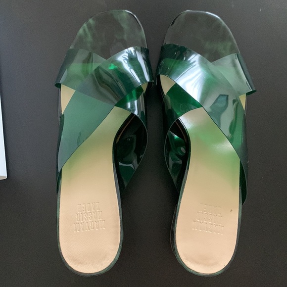 2 X 🍏HP🍏 Maryam Nassir Zadeh Lauren PVC Sandals Shoes Alpine Green 39* 7.5 - Picture 5 of 5